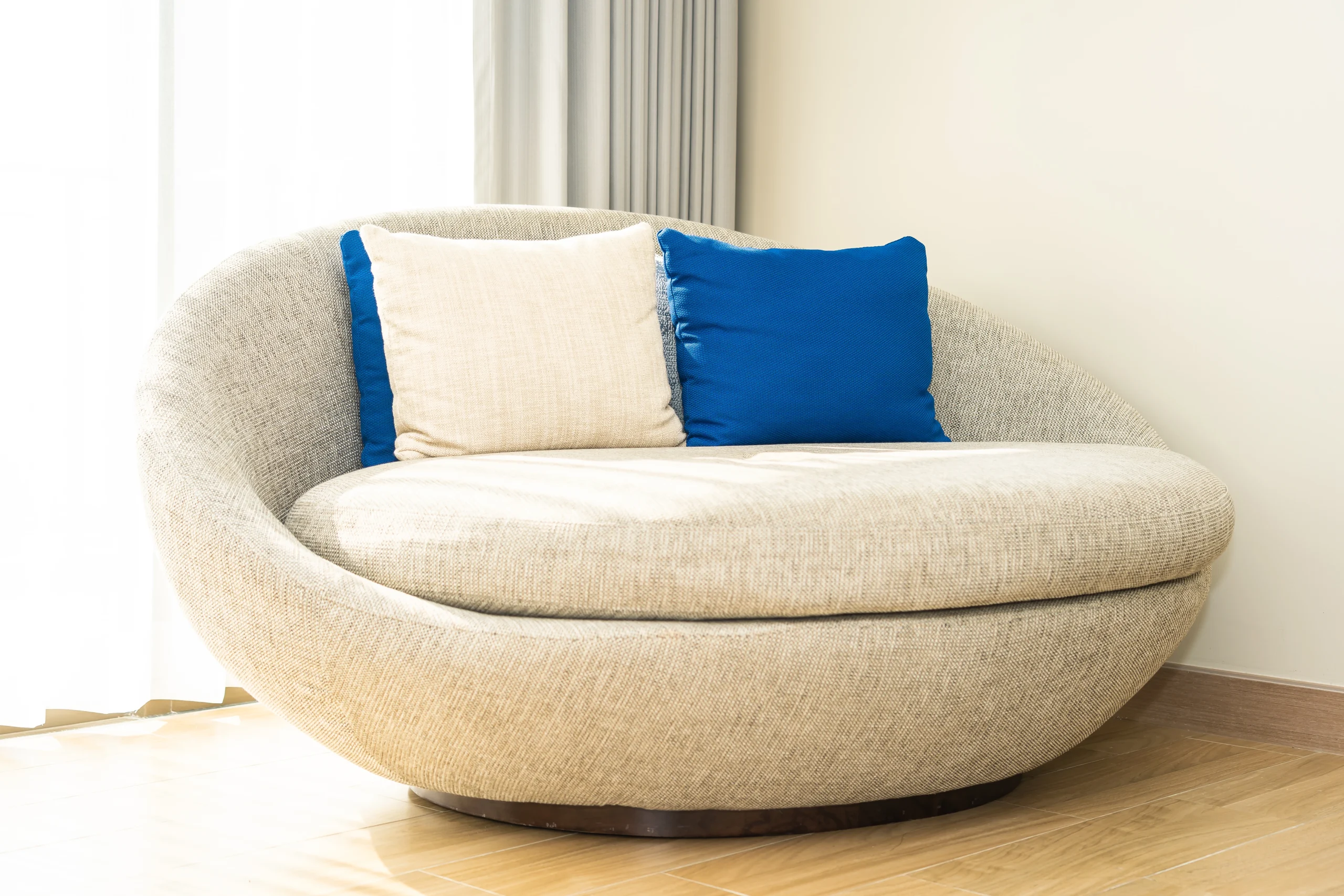 sofa and blue pillow